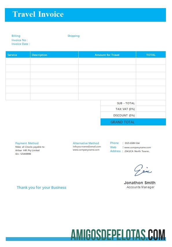 realista Modelo de fatura de viagem grátis